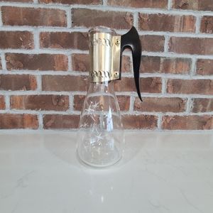 Vintage heat proof glass metal star pitcher with handle Made in USA